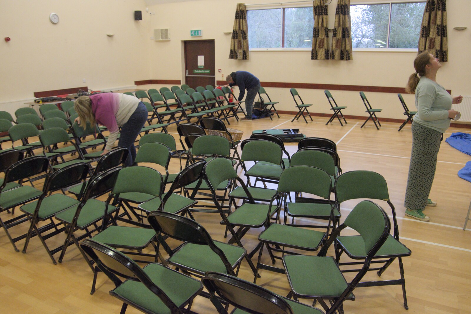 We start putting all the seats out from The Dove Players do Puss in Boots, Occold, Suffolk - 13th January 2024