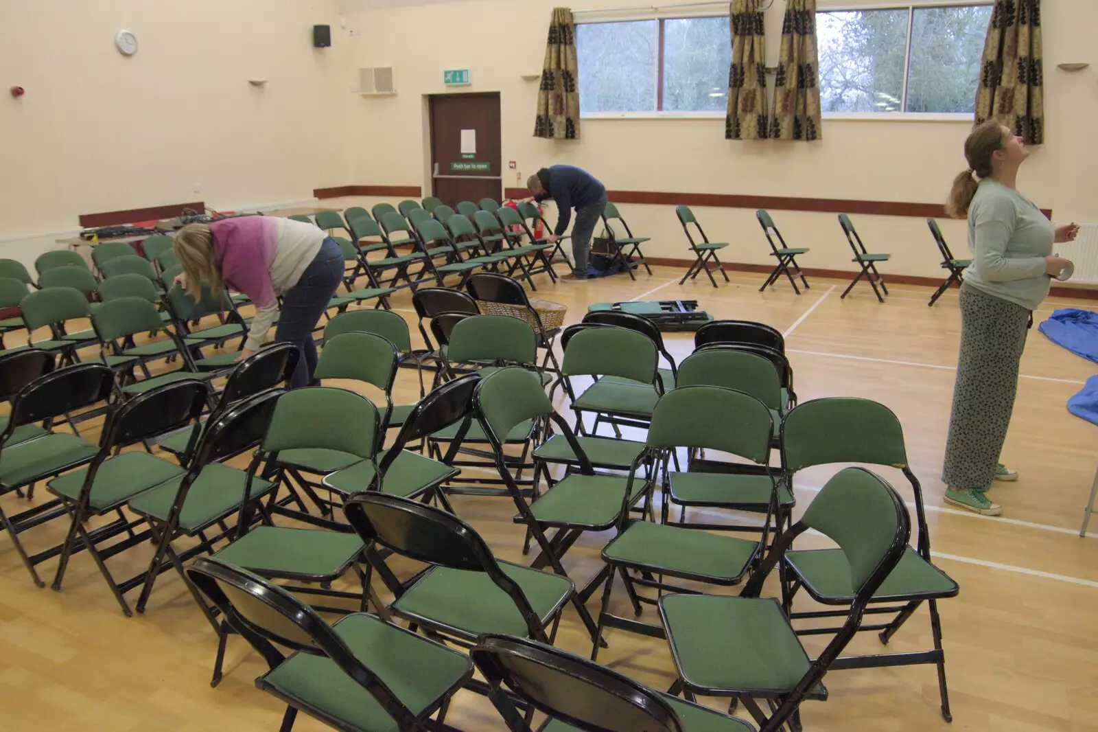We start putting all the seats out, from The Dove Players do Puss in Boots, Occold, Suffolk - 13th January 2024