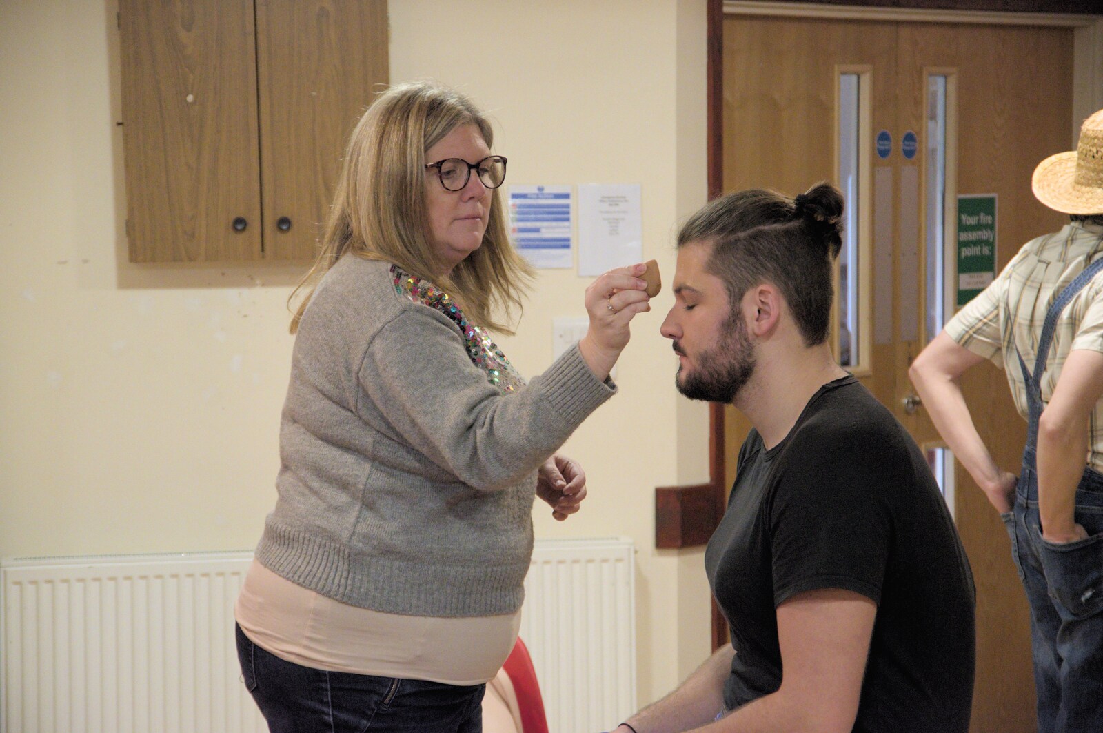 Harry gets a bit of make-up done from The Dove Players do Puss in Boots, Occold, Suffolk - 13th January 2024