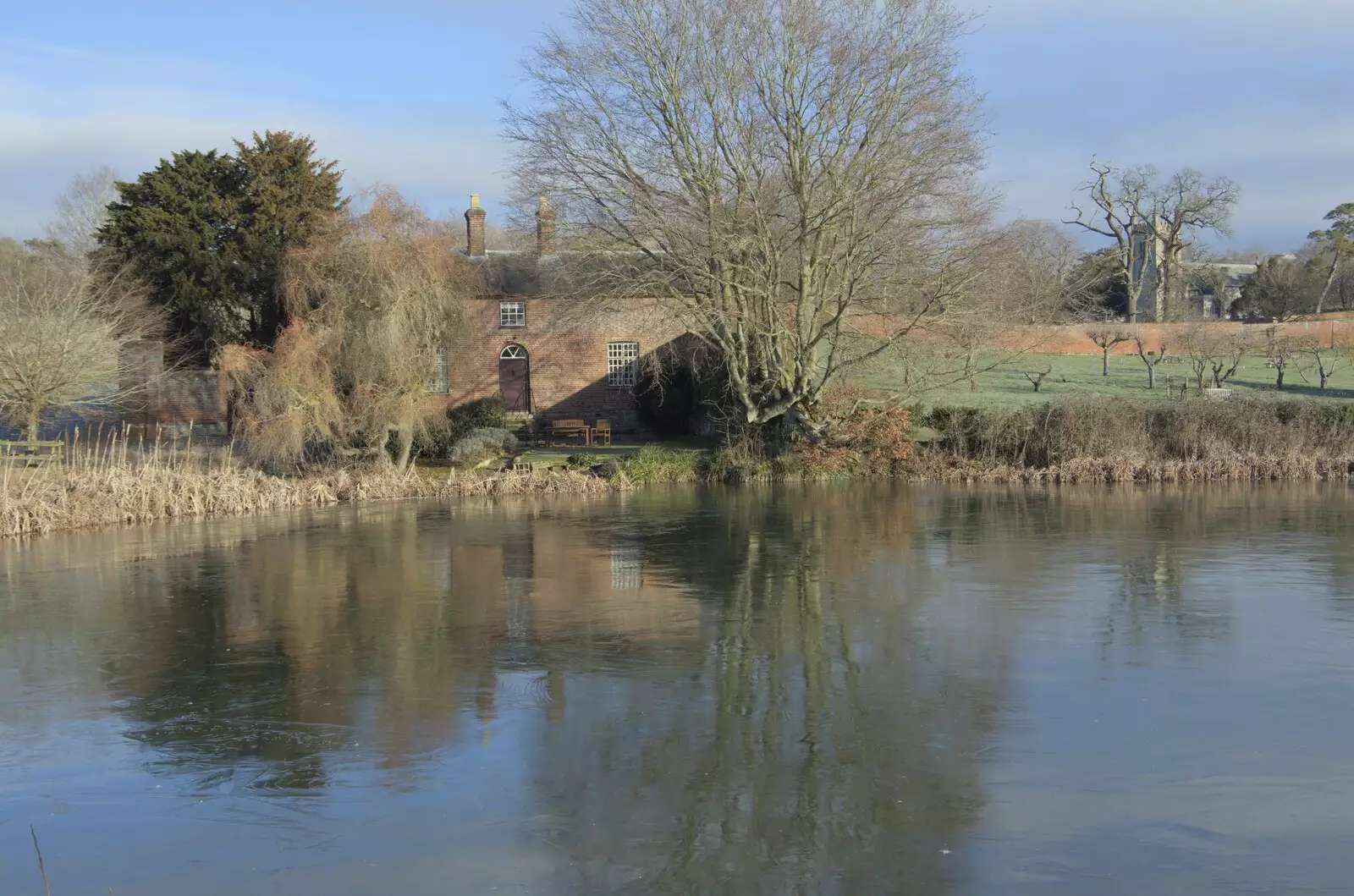 The holiday cottage behind the lake, from The Preservation of Ickworth House, Horringer, Suffolk - 18th January 2024