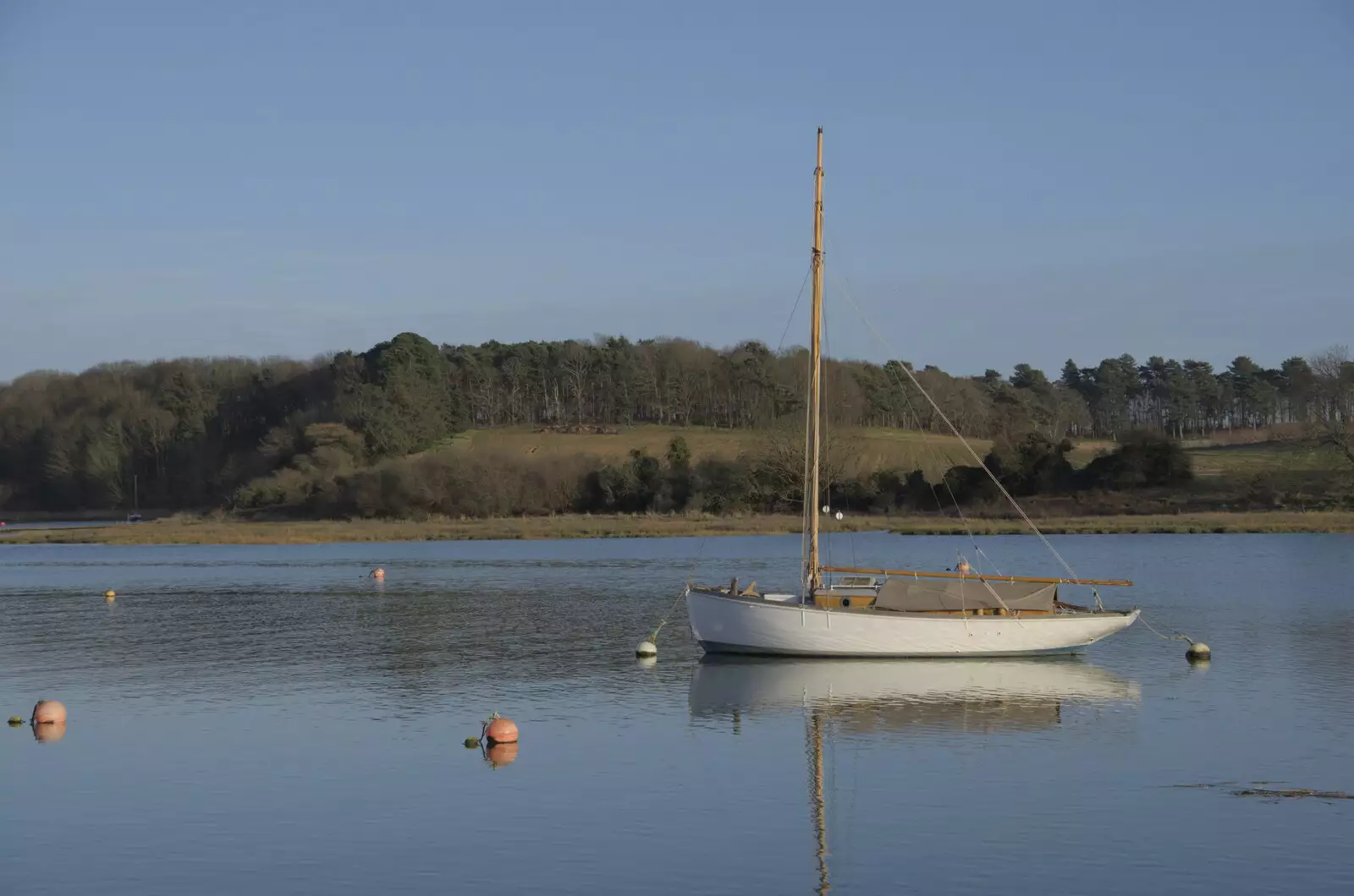 A solitary boat moored on the river, from A February Miscellany, Diss and Woodbridge, Suffolk - 3rd February 2024