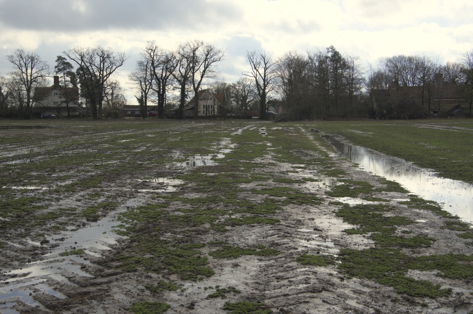It's wet out on the fields towards Eye from A Long Walk Around the Airfield, Eye, Suffolk - 11th February 2024
