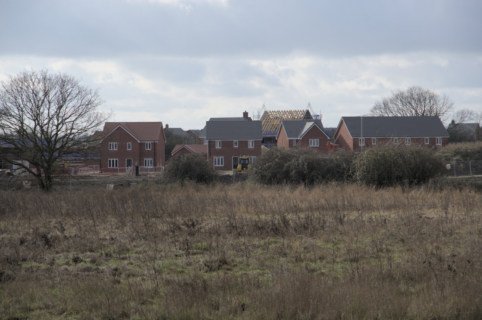 Generic houses on the new housing estate from A Long Walk Around the Airfield, Eye, Suffolk - 11th February 2024