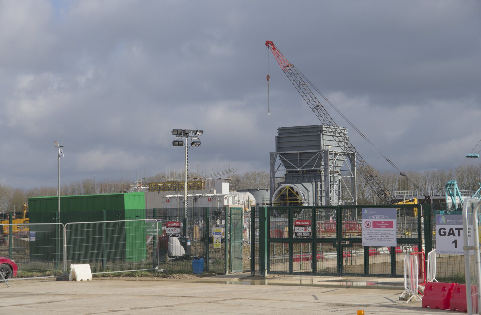 The new gas power station is being built from A Long Walk Around the Airfield, Eye, Suffolk - 11th February 2024
