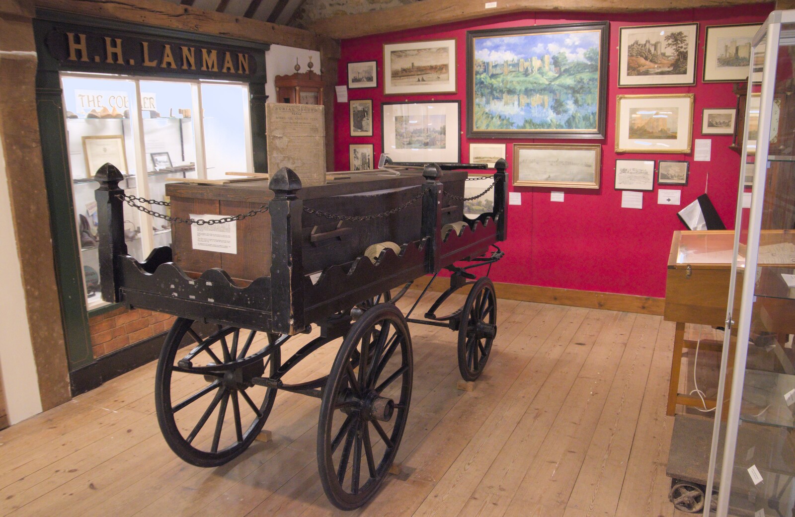 A hearse carriage in the castle museum from Framlingham, Aldeburgh and the USAAF Heritage Trust, Hoxne, Suffolk - 14th February 2024 