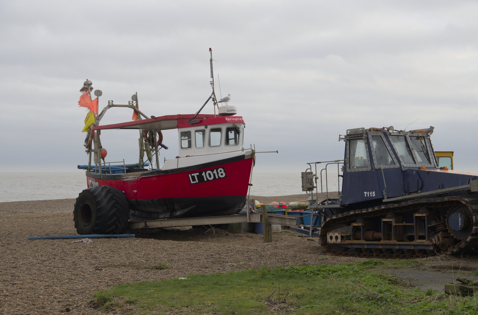 A fishing boat on the beach from Framlingham, Aldeburgh and the USAAF Heritage Trust, Hoxne, Suffolk - 14th February 2024 
