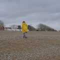 Isobel stumps off up the shingle, Framlingham, Aldeburgh and the USAAF Heritage Trust, Hoxne, Suffolk - 14th February 2024 
