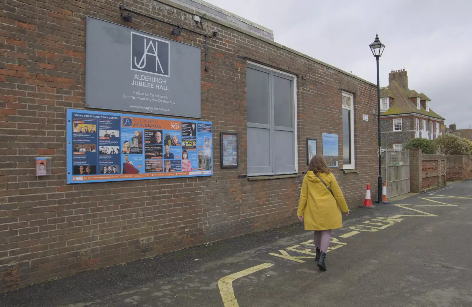 Isobel by the Aldeburgh Jubilee Hall, from Framlingham, Aldeburgh and the USAAF Heritage Trust, Hoxne, Suffolk - 14th February 2024 