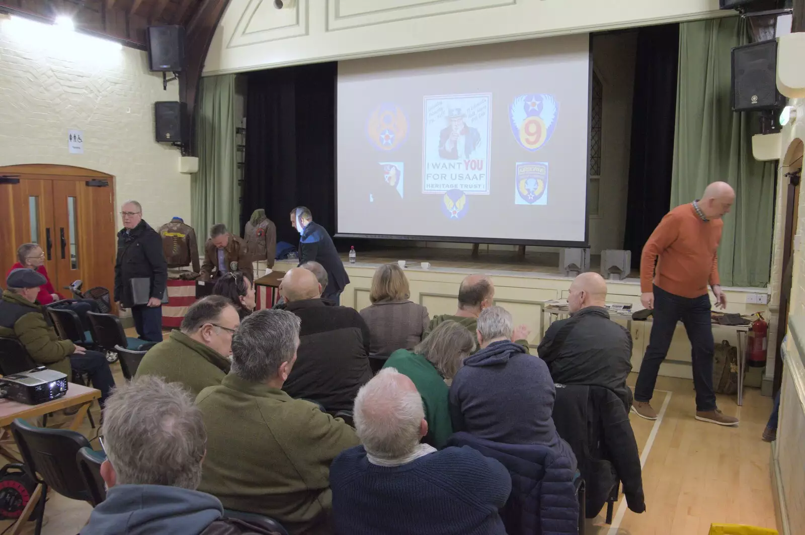 The USAAF Heritage Trust meeting gets ready, from Framlingham, Aldeburgh and the USAAF Heritage Trust, Hoxne, Suffolk - 14th February 2024 