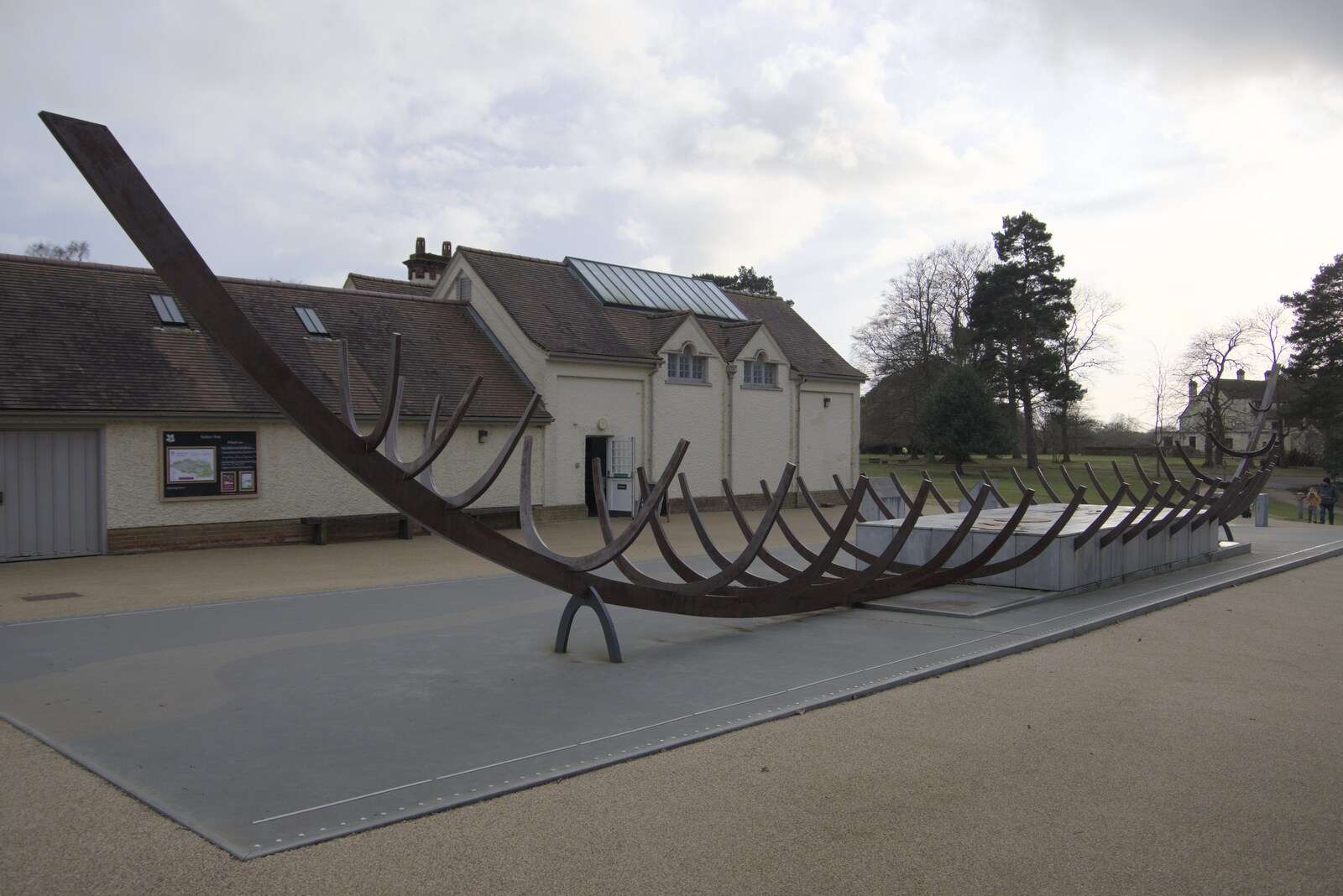 A representation of the Saxon ship at Sutton Hoo from Riddlequest at Sutton Hoo, Woodbridge, Suffolk - 23rd February 2024