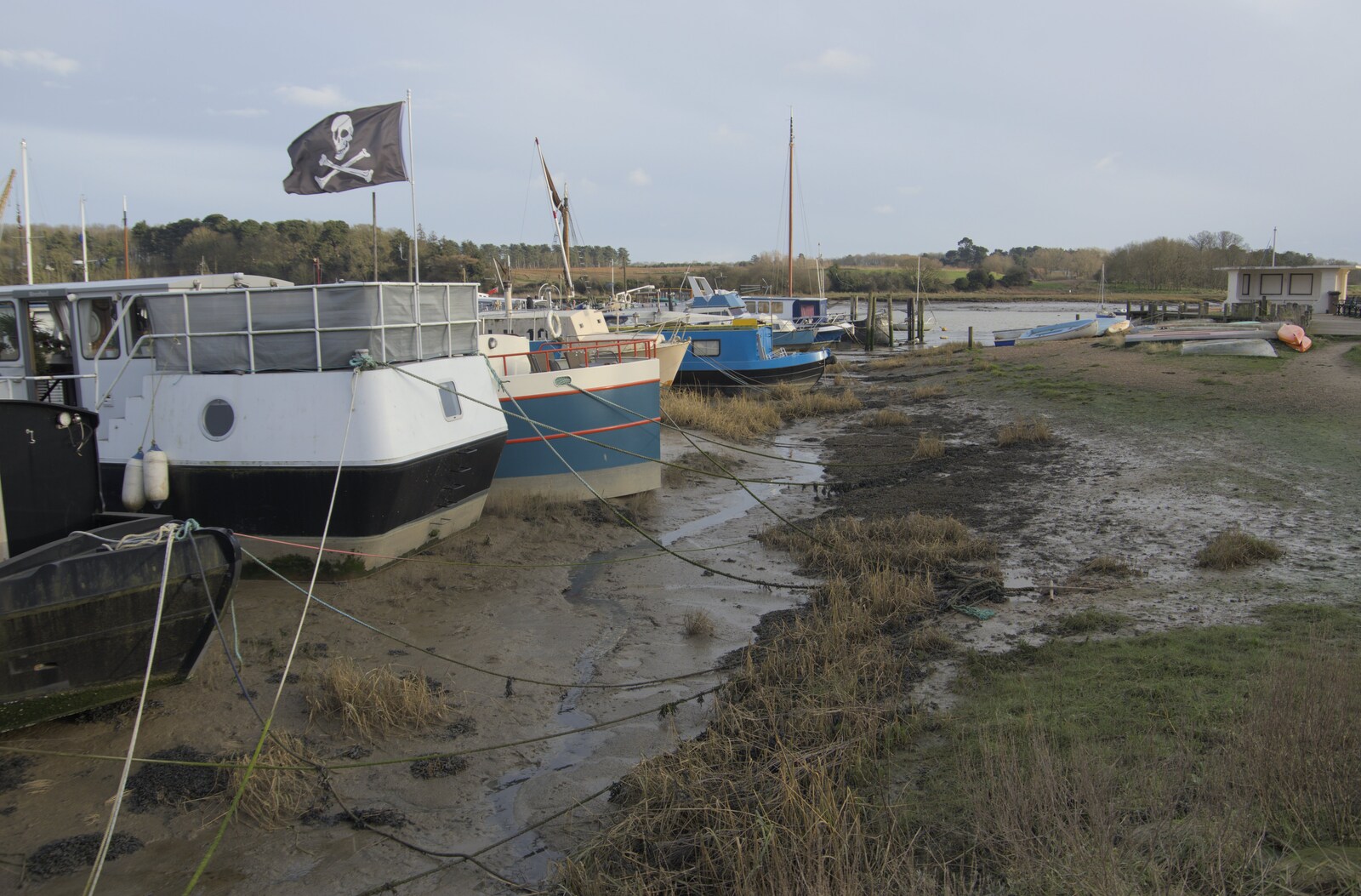 The tide is out on the Deben at Woodbridge from Riddlequest at Sutton Hoo, Woodbridge, Suffolk - 23rd February 2024