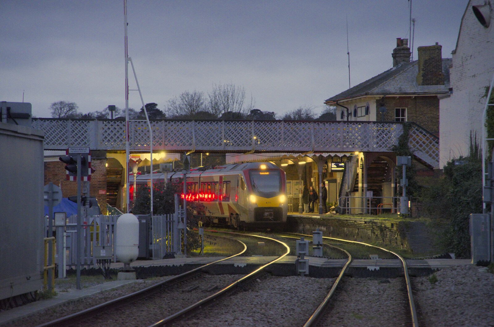 There's a train on the platform at Woodbridge from Riddlequest at Sutton Hoo, Woodbridge, Suffolk - 23rd February 2024