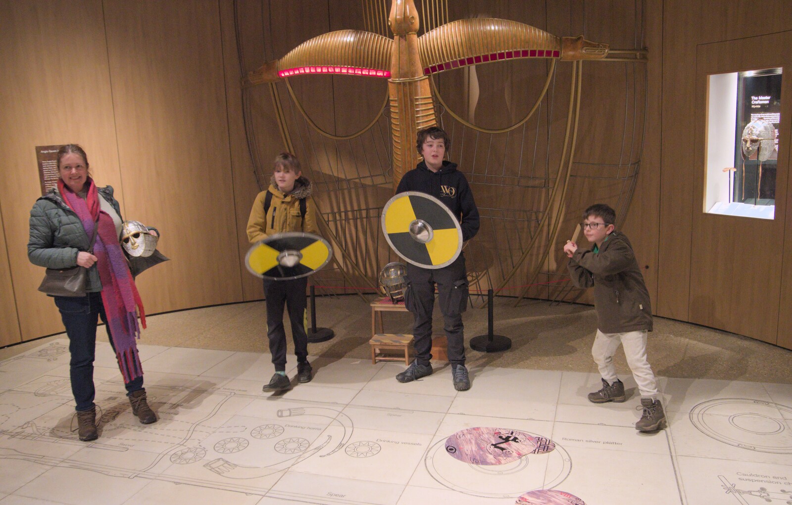 The lad from the other team waves a dagger around from Riddlequest at Sutton Hoo, Woodbridge, Suffolk - 23rd February 2024