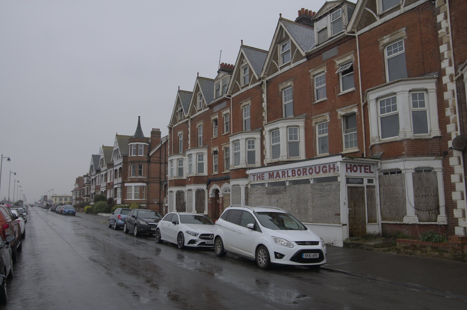 The Marlborough on Sea Road is still derelict from Felixstowe in the Rain, Suffolk - 10th March 2024