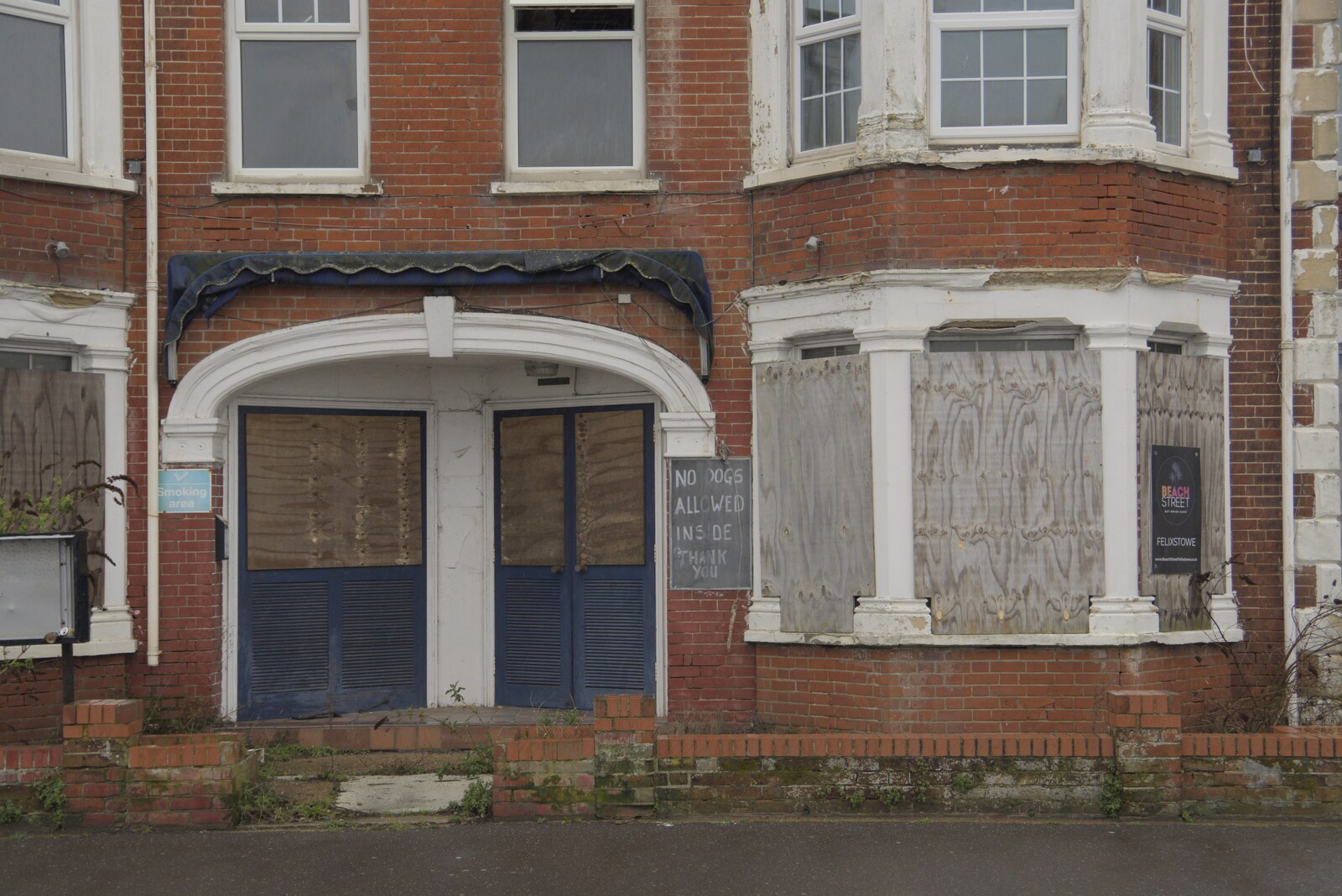 No dogs are allowed inside this derelict squat from Felixstowe in the Rain, Suffolk - 10th March 2024