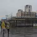 Isobel and Harry walk along a wet Sea Road, Felixstowe in the Rain, Suffolk - 10th March 2024