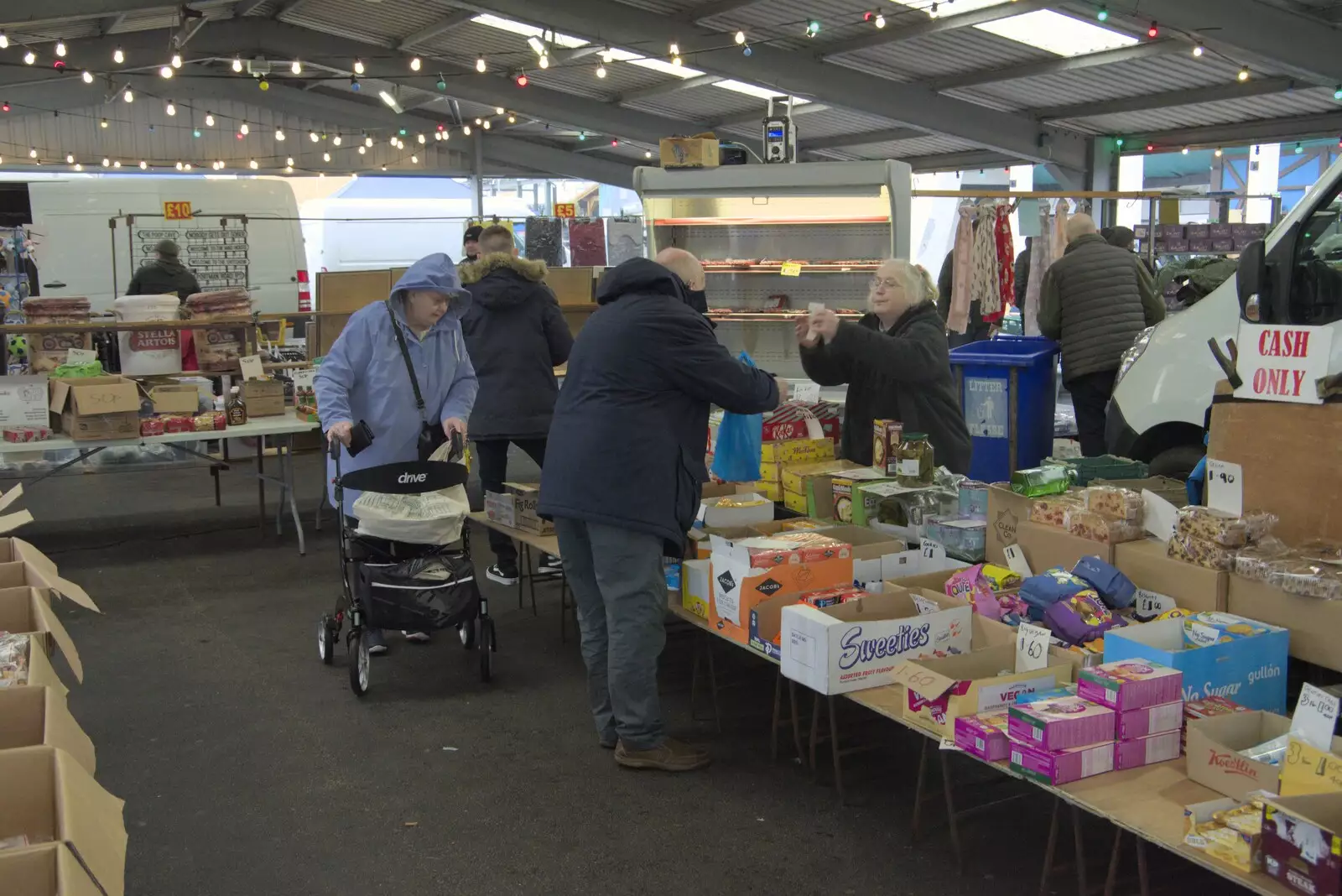 A mad discount random food stall, from Felixstowe in the Rain, Suffolk - 10th March 2024