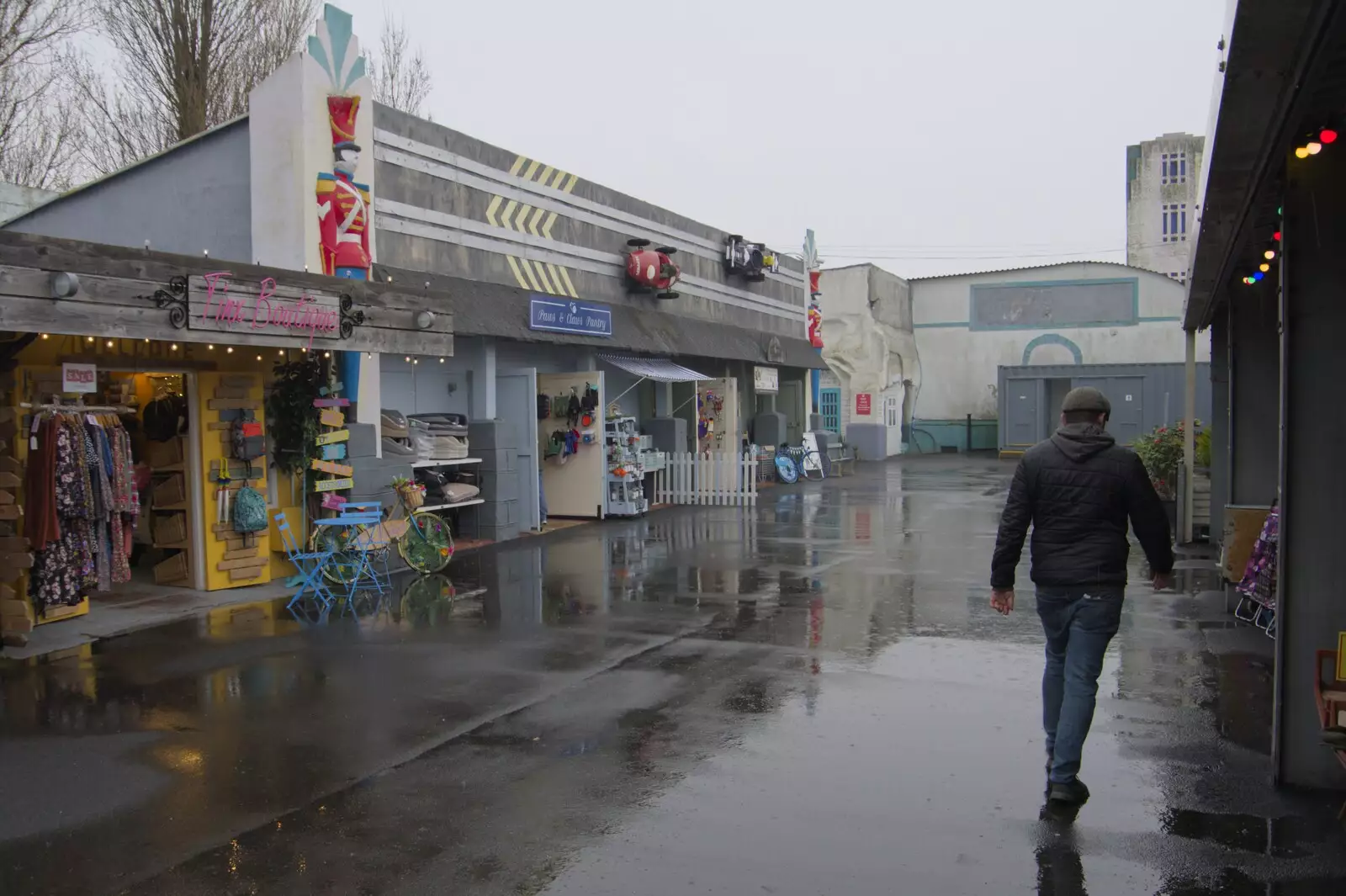 Someone strides around in the rain, from Felixstowe in the Rain, Suffolk - 10th March 2024