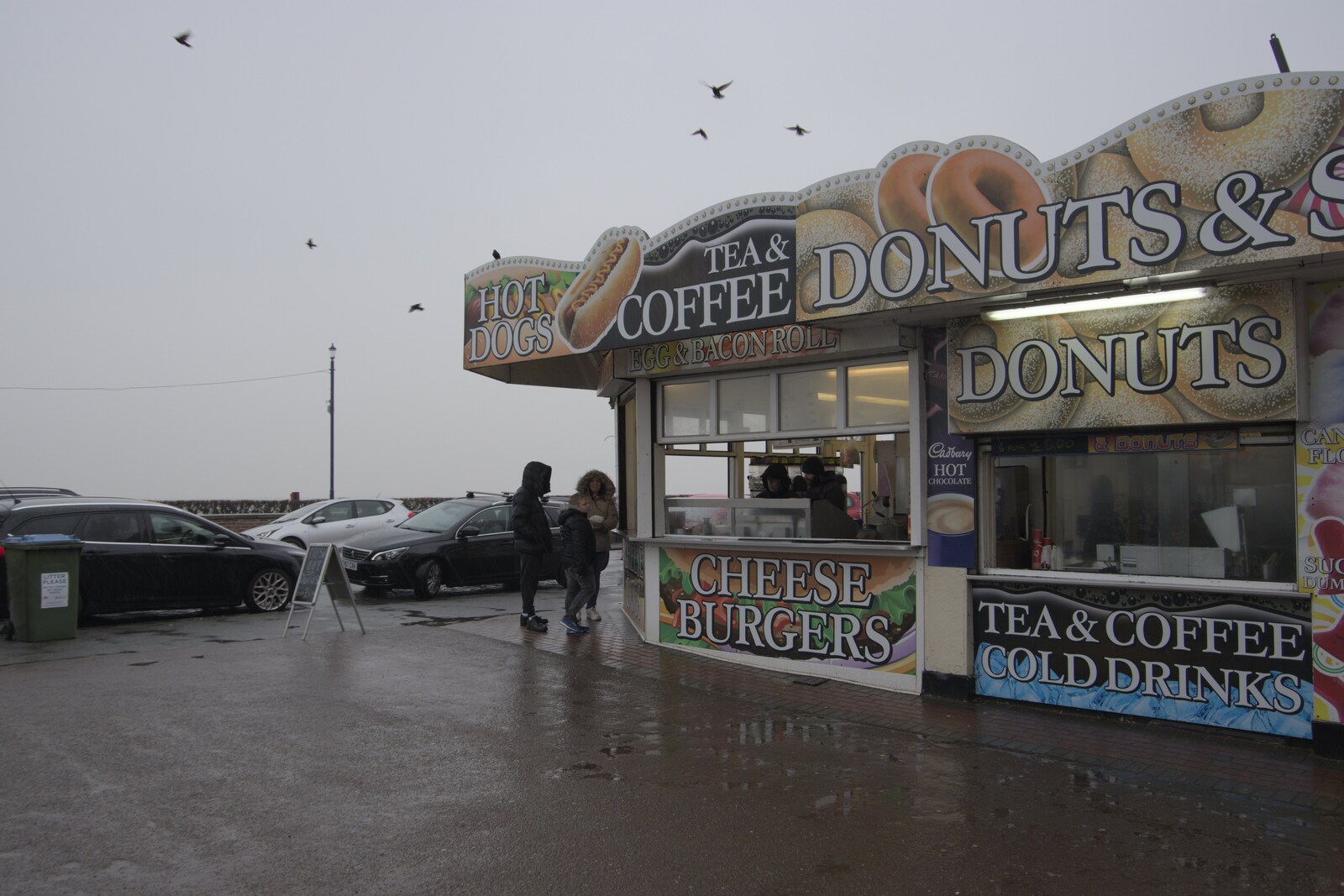Donuts and Cheeseburgers on a wet day from Felixstowe in the Rain, Suffolk - 10th March 2024