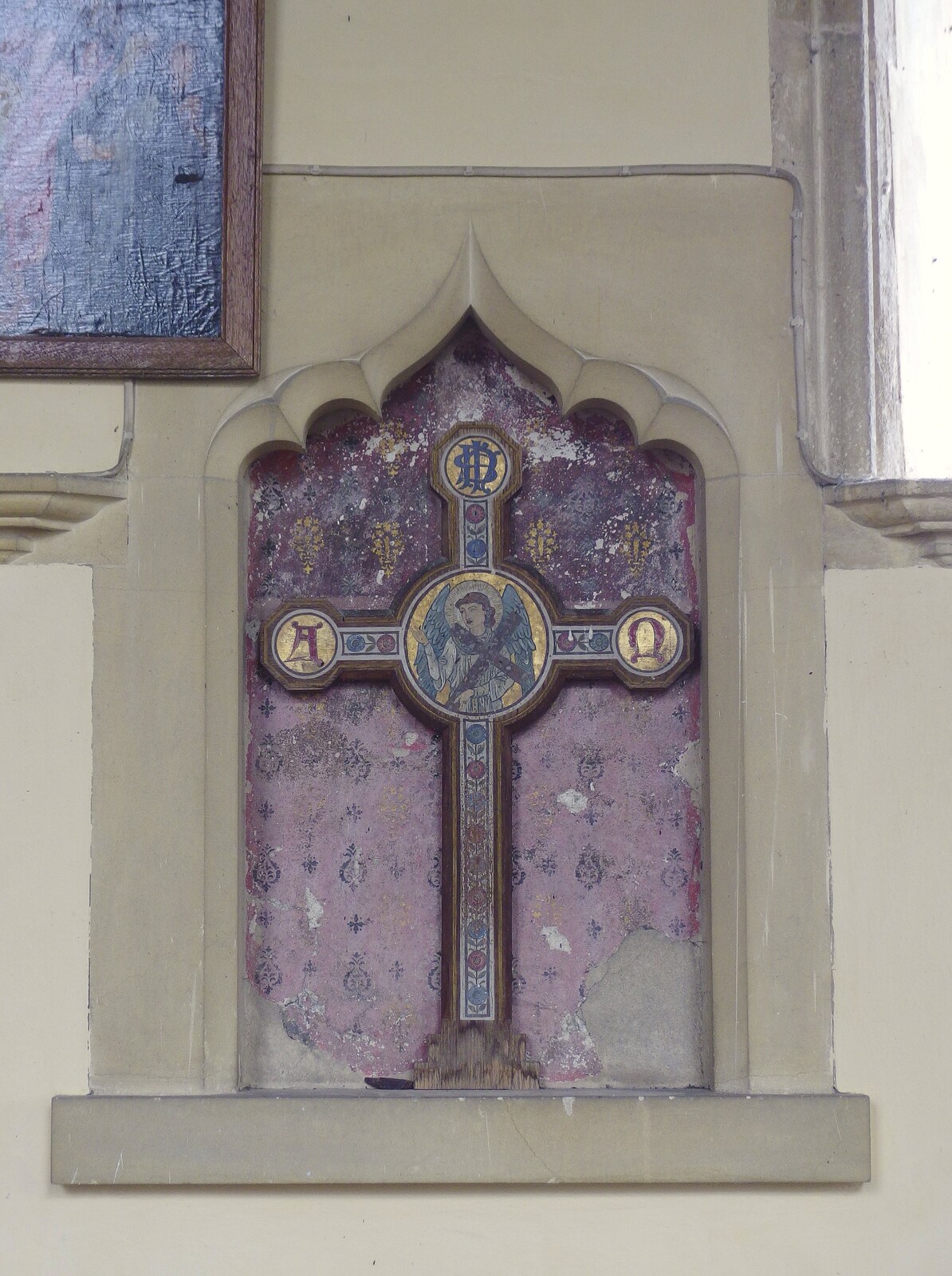 A cross in an alcove from Celebration at Snape Maltings, and an Irish Quiz, Brome, Suffolk - 13th March 2024