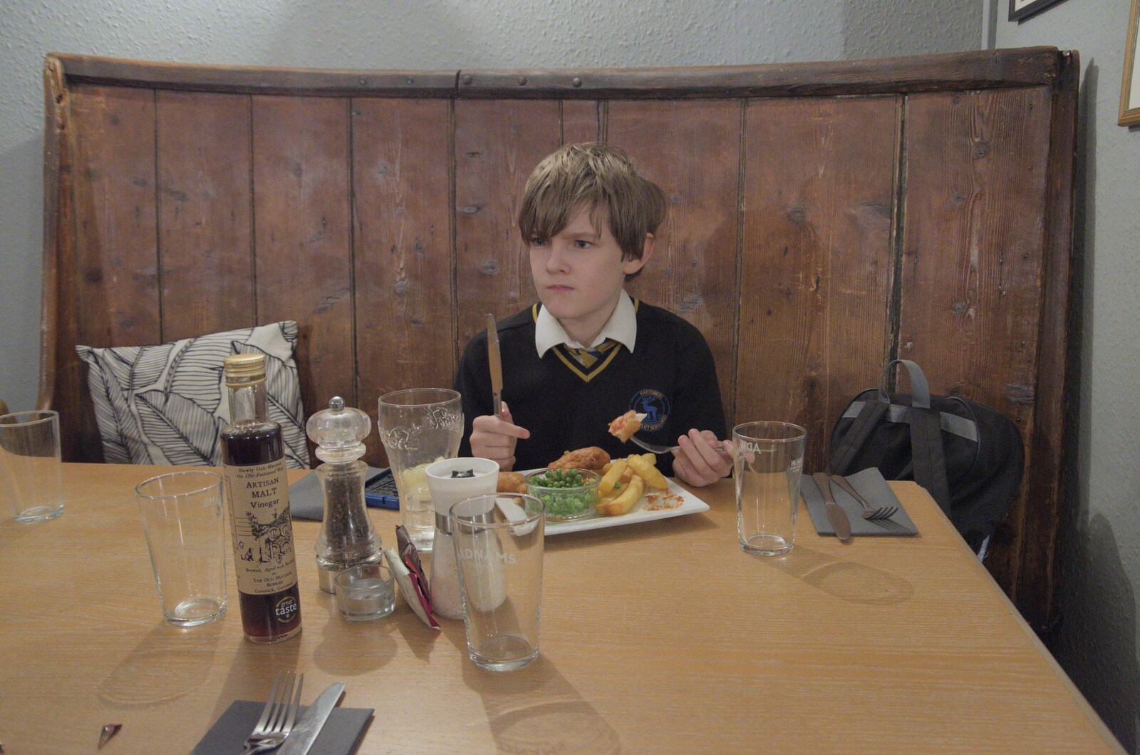 Harry has posh chicken nuggets in the Plough and Sail from Celebration at Snape Maltings, and an Irish Quiz, Brome, Suffolk - 13th March 2024