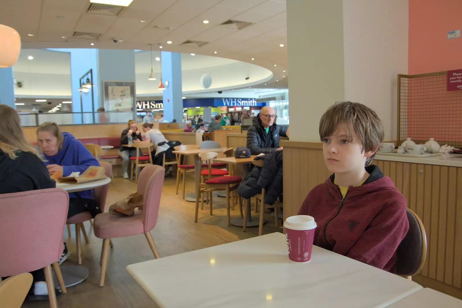 We're waiting for a charge at Reading Services, from A Postcard from Marlborough and a Walk on the Herepath, Avebury, Wiltshire - 8th April 2024