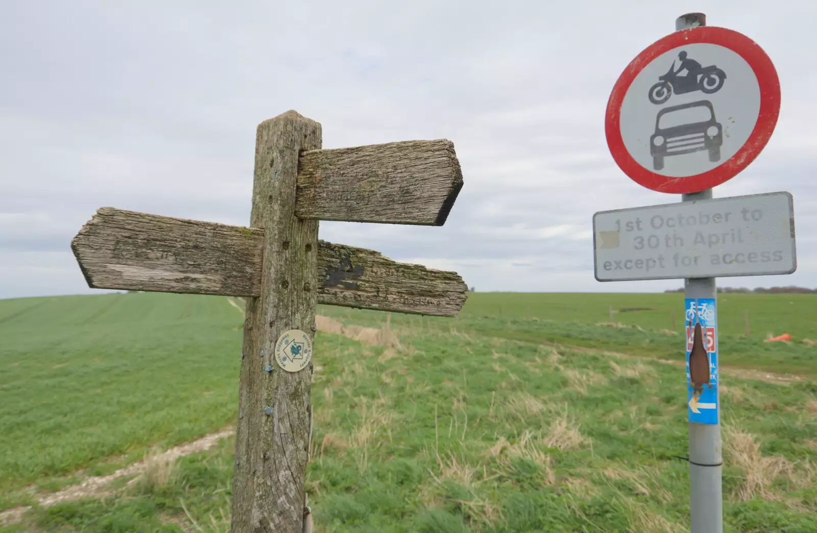 Some of the signs are almost indecipherable, from A Postcard from Marlborough and a Walk on the Herepath, Avebury, Wiltshire - 8th April 2024