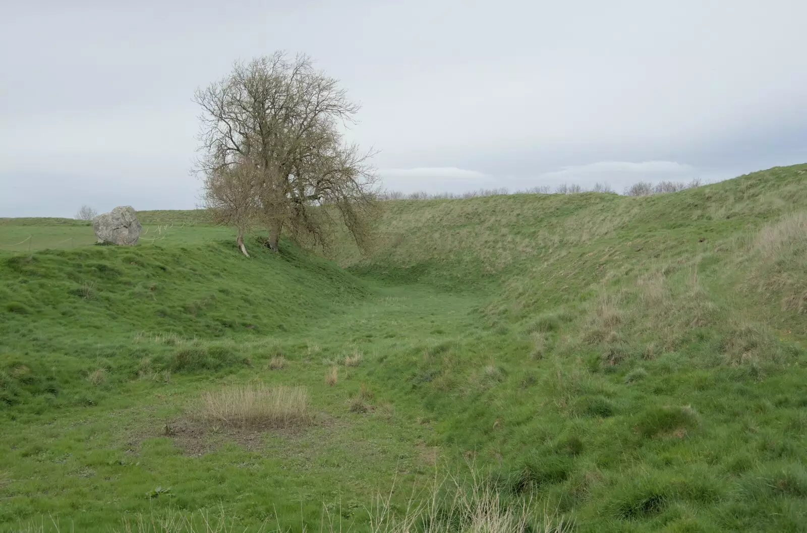 The ditch and dyke around Avebury stone circle, from A Postcard from Marlborough and a Walk on the Herepath, Avebury, Wiltshire - 8th April 2024