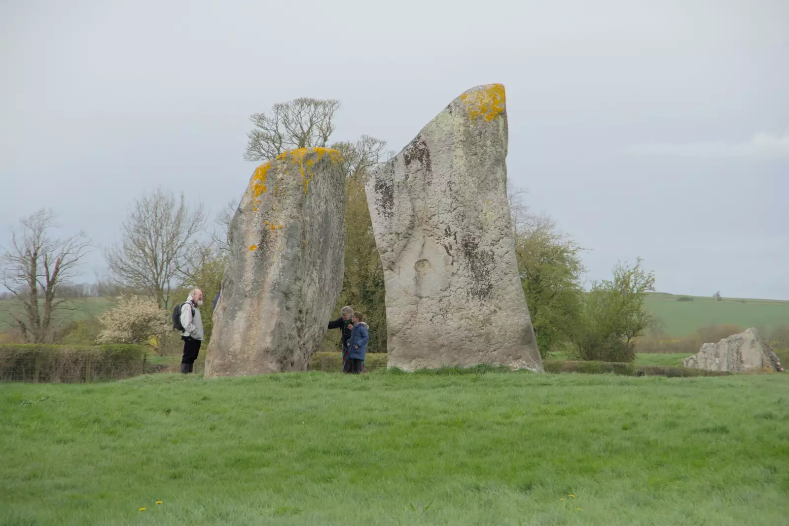 More standing stones are inspected, from A Postcard from Marlborough and a Walk on the Herepath, Avebury, Wiltshire - 8th April 2024