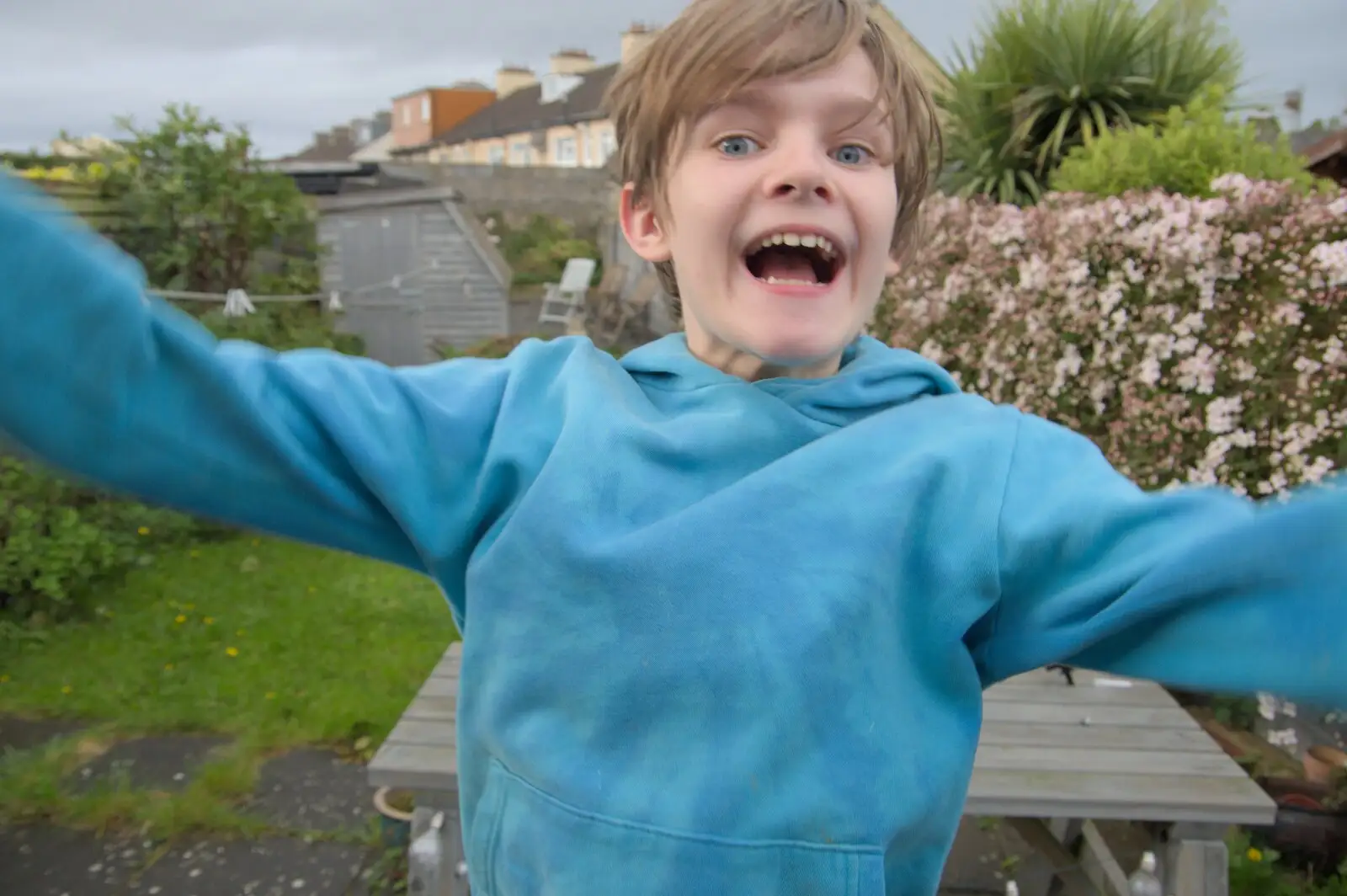 Harry jumps around in Da Gorls' back garden, from A Couple of Days in Dublin, Ireland - 12th April 2024