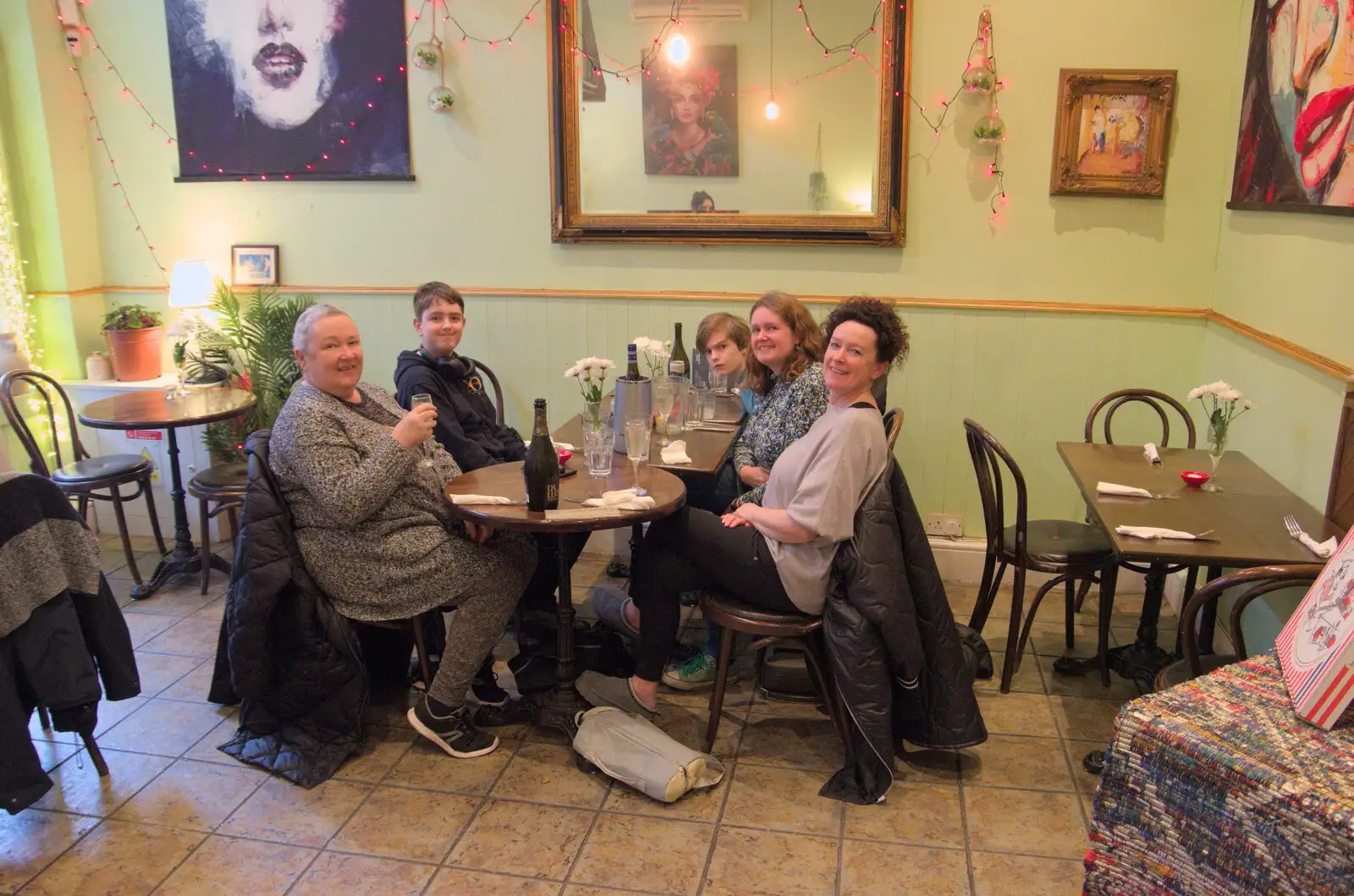 The gang in Sunshine Café, from A Couple of Days in Dublin, Ireland - 12th April 2024