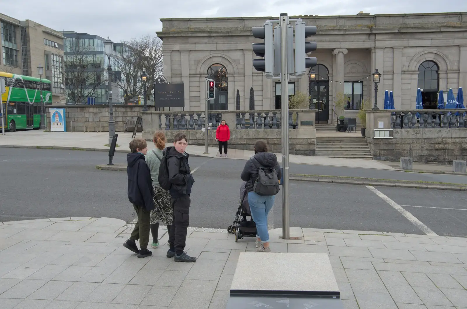 Fred looks back as we cross the road, from A Couple of Days in Dublin, Ireland - 12th April 2024