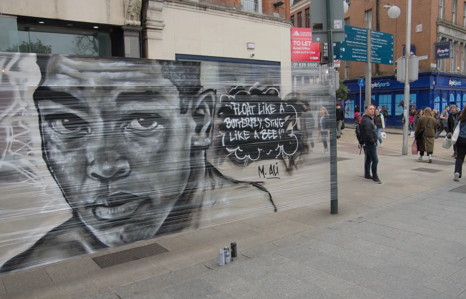 Muhammad Ali street art on Grafton Street, from A Couple of Days in Dublin, Ireland - 12th April 2024