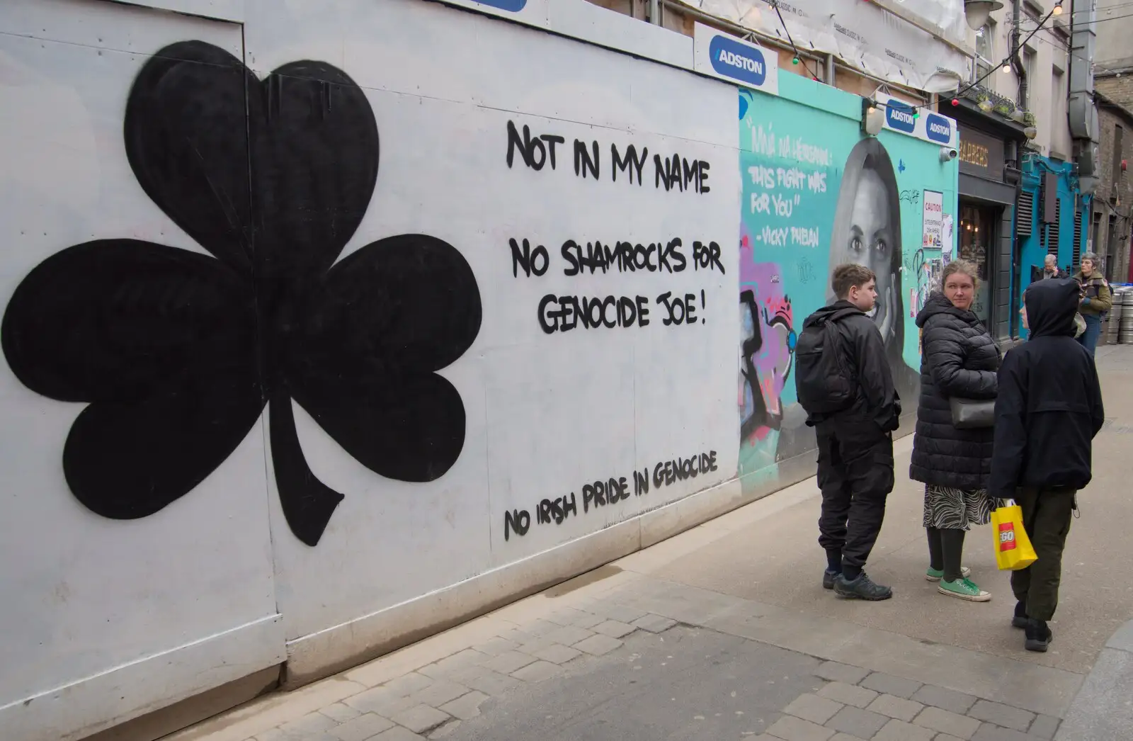 Striking shamrock anti-Biden graffiti , from A Couple of Days in Dublin, Ireland - 12th April 2024