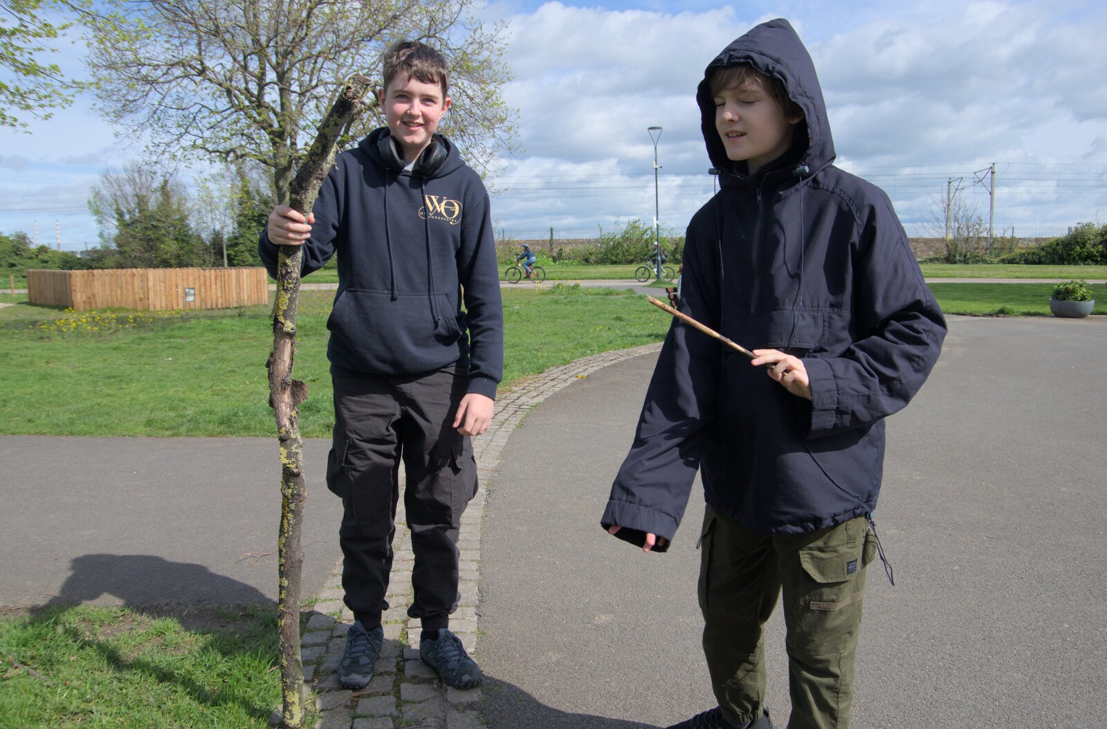Fred and Harry have got sticks from A Couple of Days in Dublin, Ireland - 12th April 2024