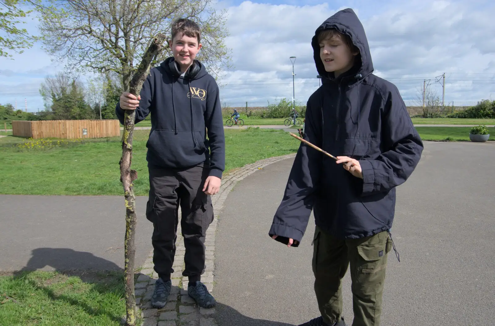 Fred and Harry have got sticks, from A Couple of Days in Dublin, Ireland - 12th April 2024