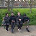 The boys with Evelyn and Louise on a bench, A Couple of Days in Dublin, Ireland - 12th April 2024