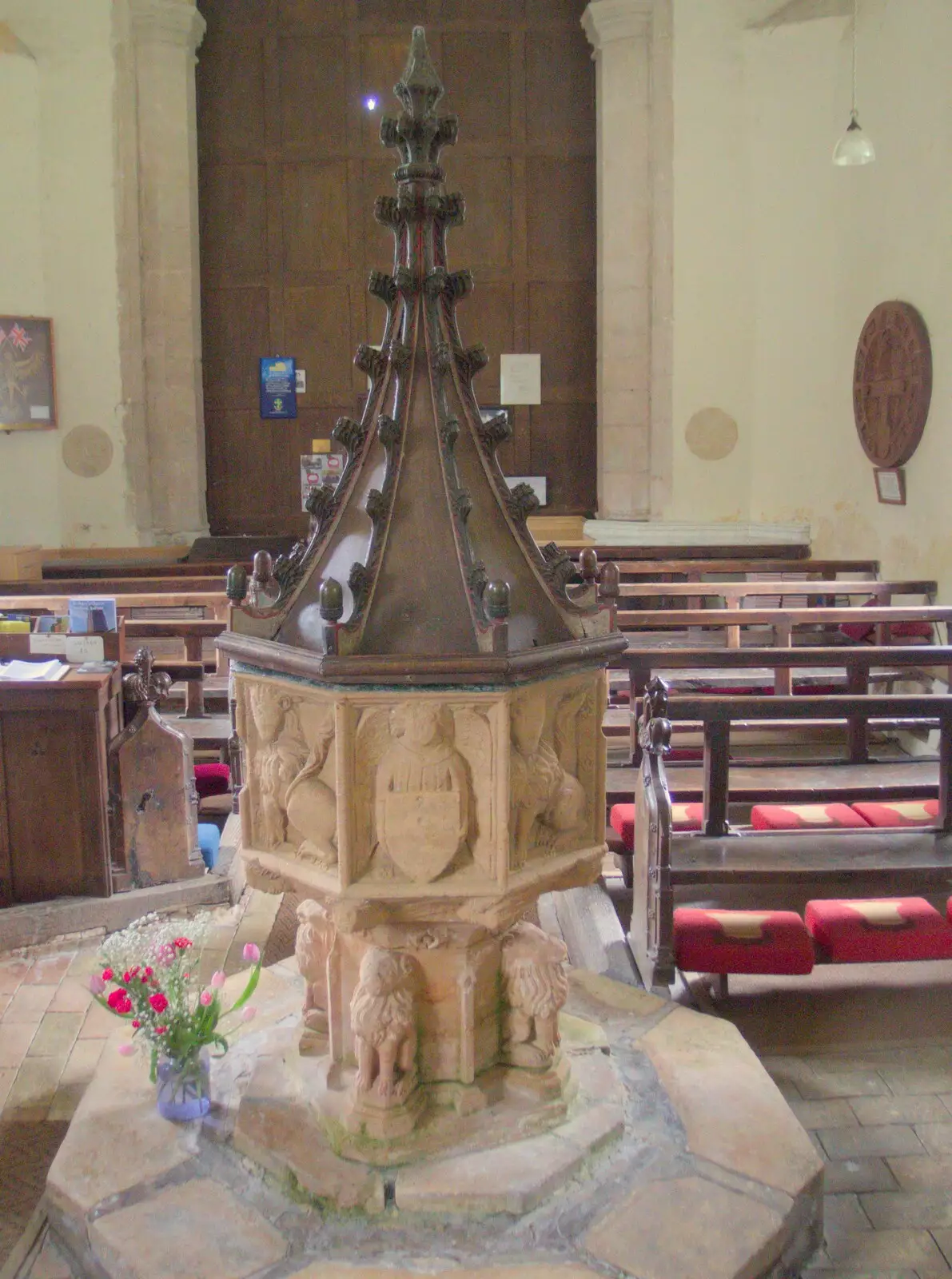 St. Mary's 15th-century font, from A Postcard From Horham, Suffolk - 27th April 2024