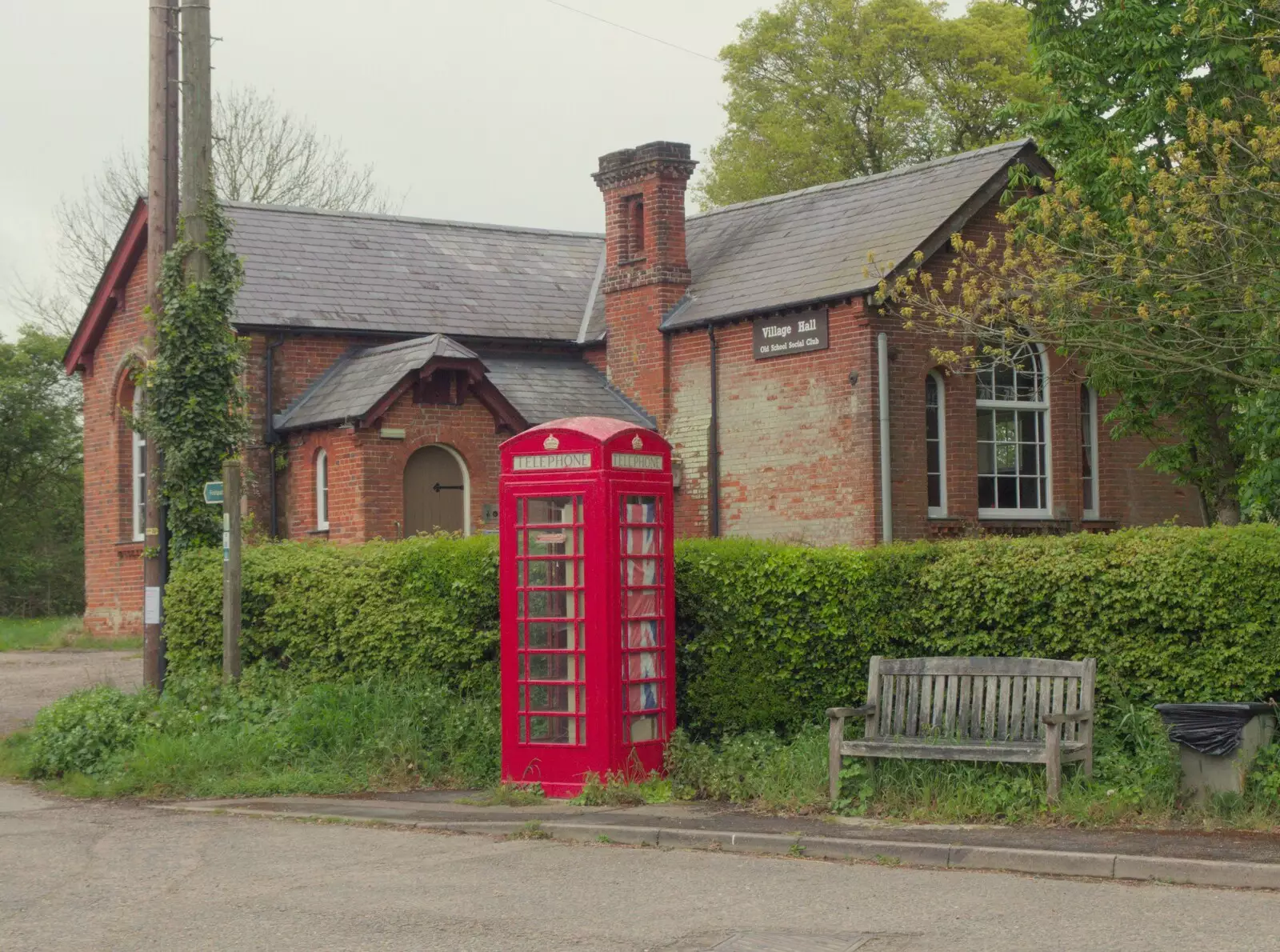 The old school house, and a K6 phone box, from A Postcard From Horham, Suffolk - 27th April 2024