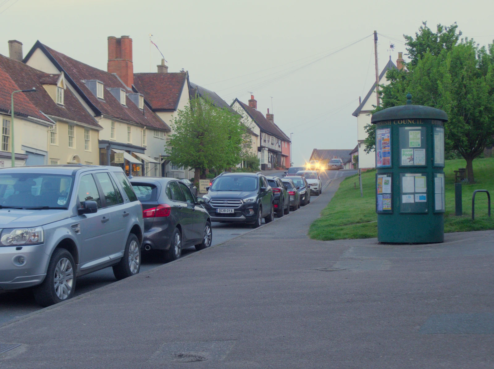 A car comes over the top of High Street, from The BSCC at The Lion, Debenham, Suffolk - 2nd May 2024