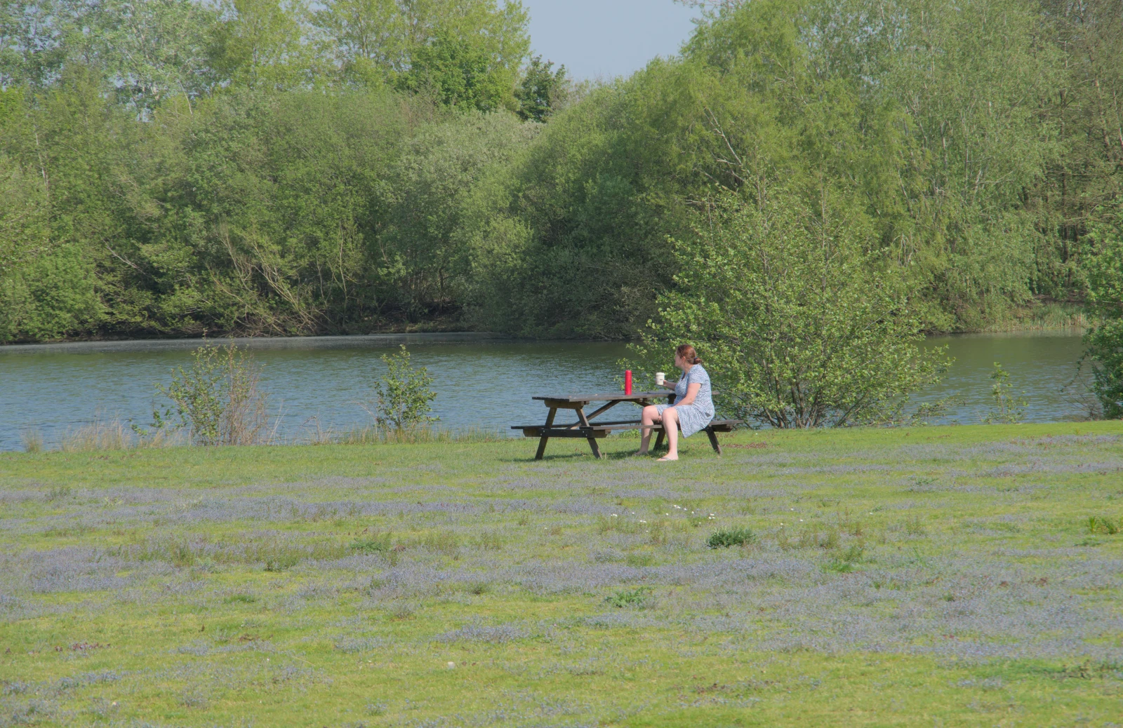 Isobel has a coffee, from The BSCC at The Lion, Debenham, Suffolk - 2nd May 2024