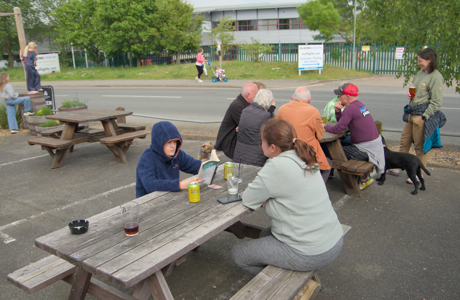 Harry and Isobel in Ampersand's Beer Carpark, from A May Miscellany and The Harvs at Ampersand, Diss - 9th May 2024