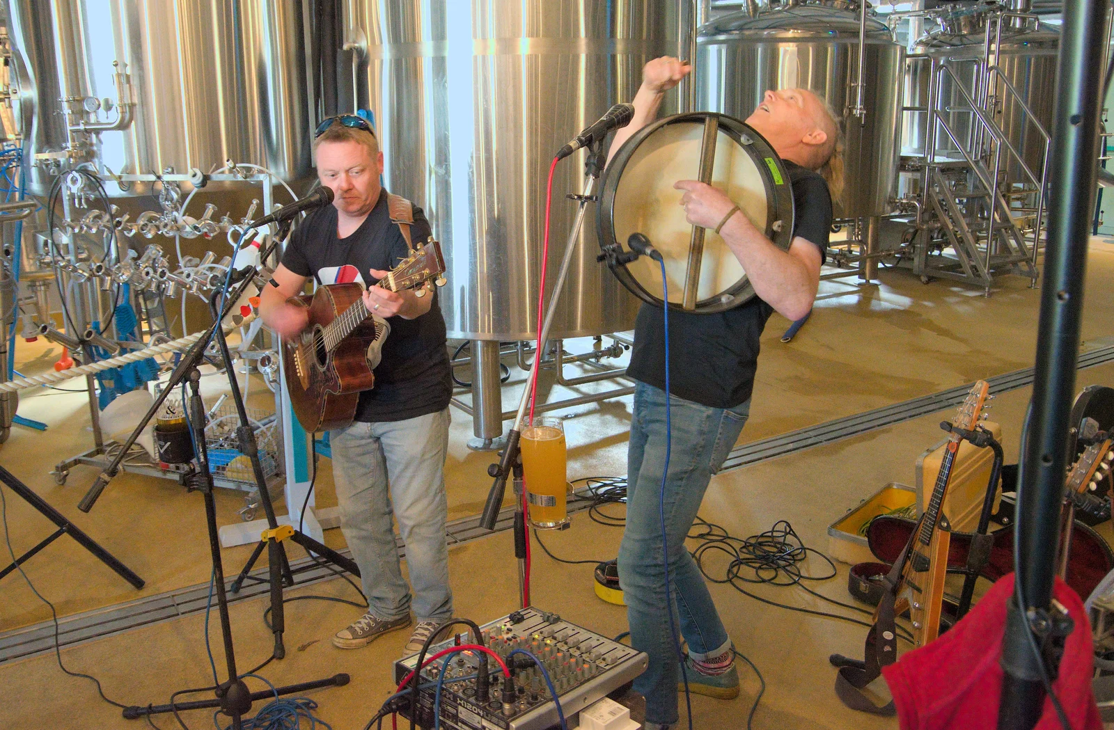 Ian gets in the zone on a Bodhrán, from A May Miscellany and The Harvs at Ampersand, Diss - 9th May 2024