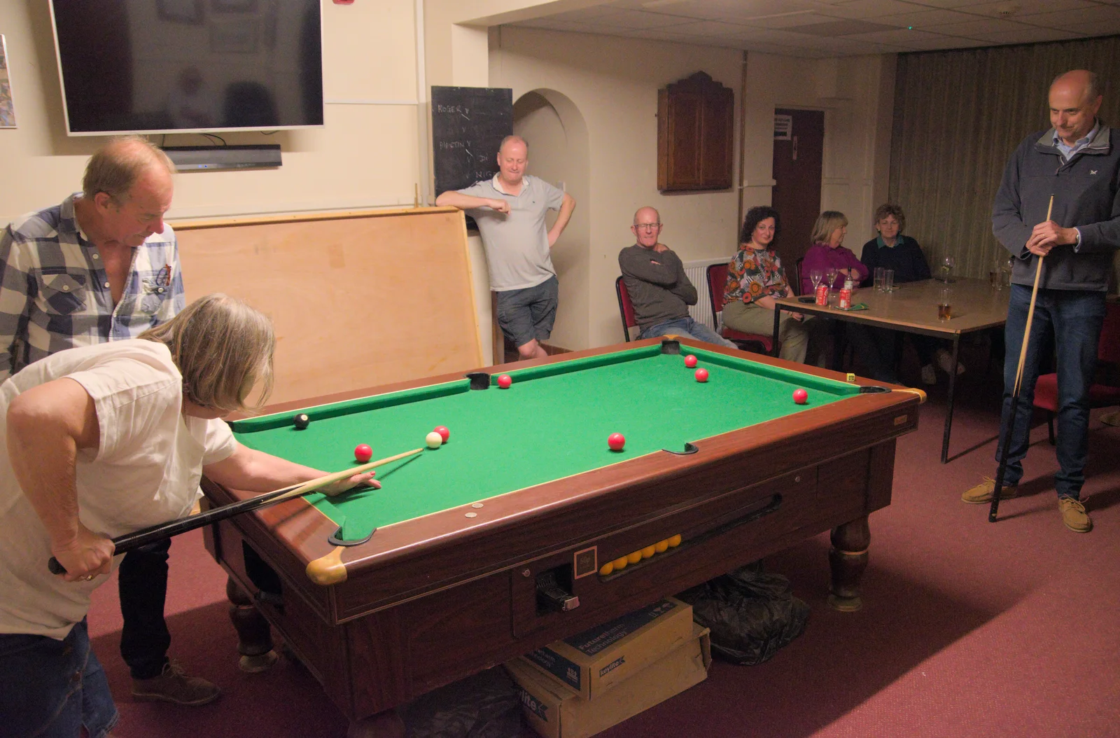 Stick-game action in the village hall, from The Northern Lights and a Pool Tournament, Brome, Suffolk - 10th May 2024