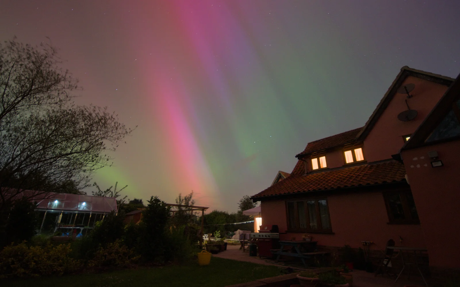 The Northern Lights are over the house, from The Northern Lights and a Pool Tournament, Brome, Suffolk - 10th May 2024