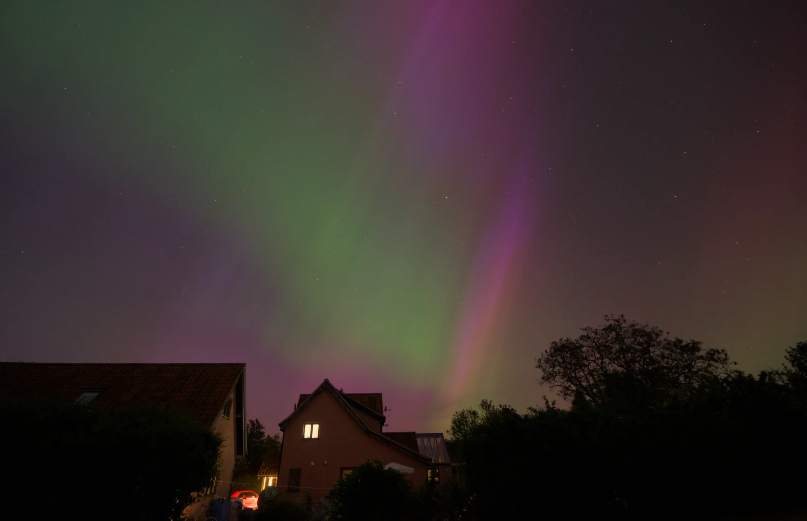 Another view of the aurora over the house, from The Northern Lights and a Pool Tournament, Brome, Suffolk - 10th May 2024