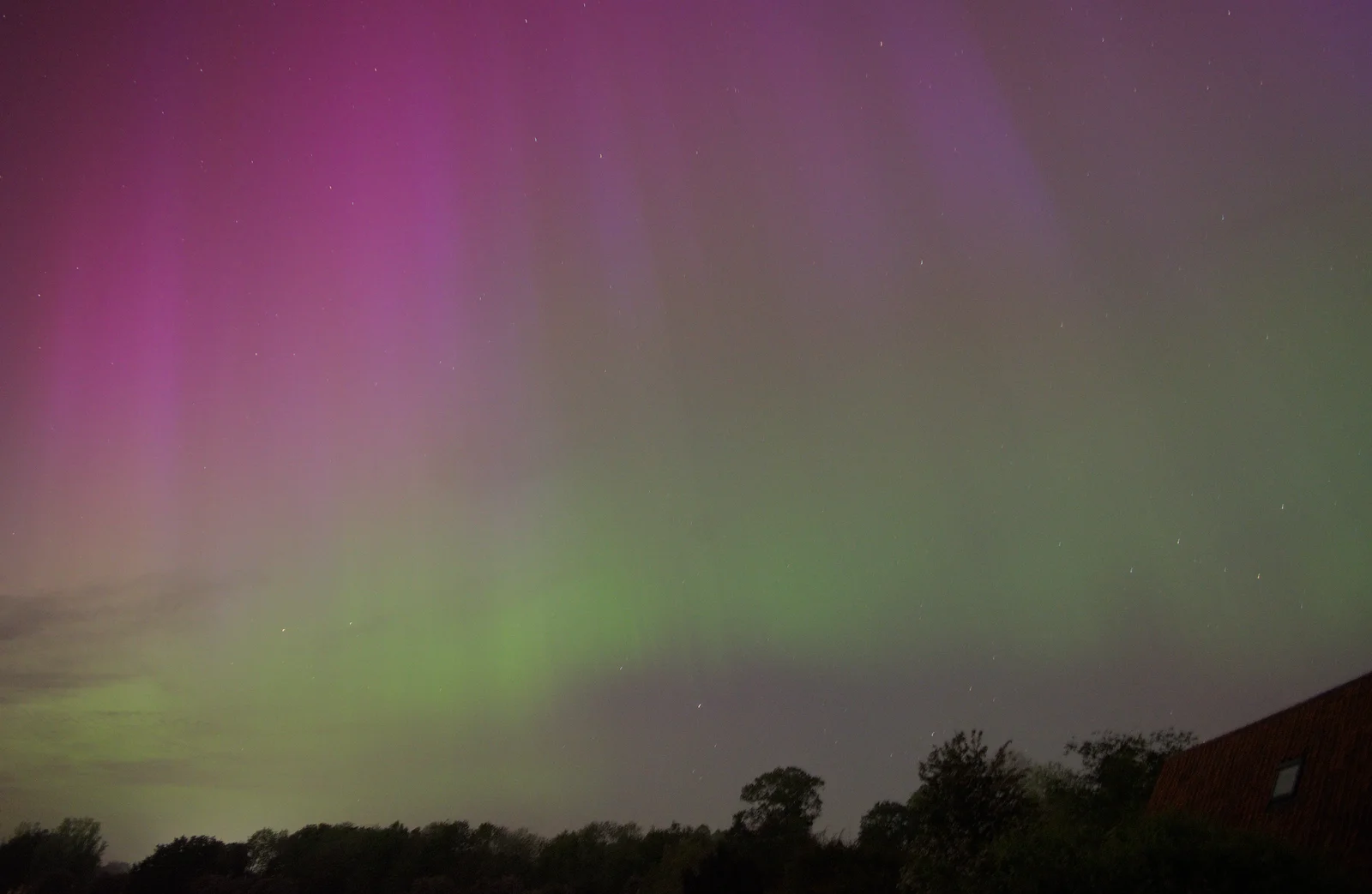 The sky is almost full of light, from The Northern Lights and a Pool Tournament, Brome, Suffolk - 10th May 2024