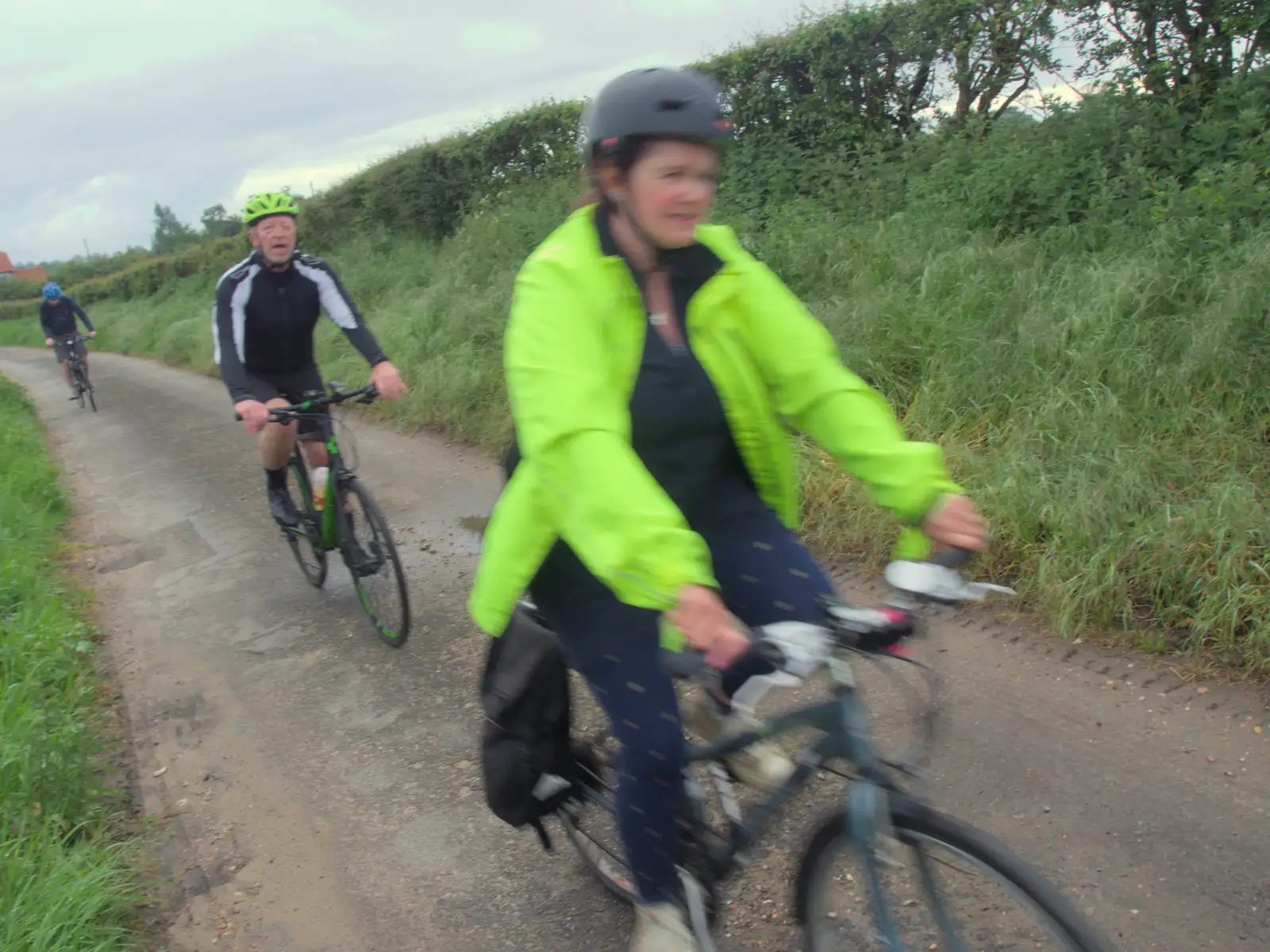 Isobel, Gaz and Phil near Billingford, from The BSCC at The Half Moon, Rushall, Norfolk - 16th May 2024