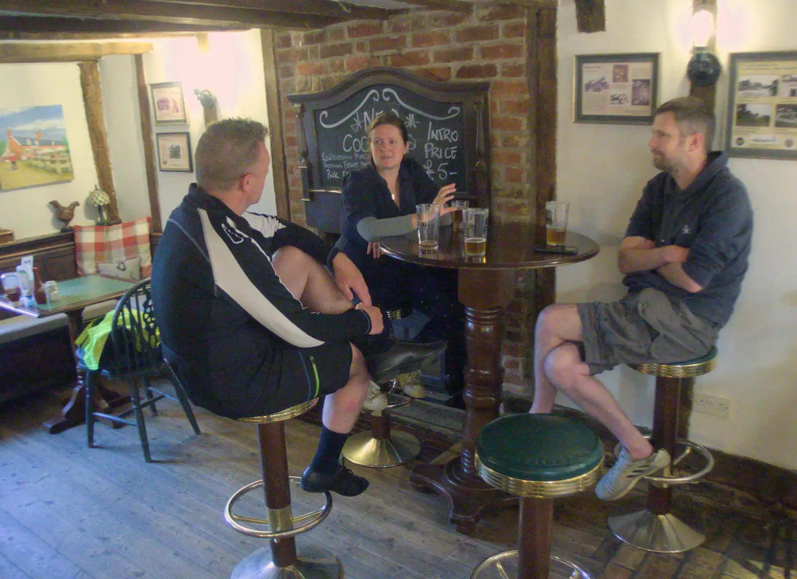 Gaz, Isobel and Phil in the Half Moon, from The BSCC at The Half Moon, Rushall, Norfolk - 16th May 2024