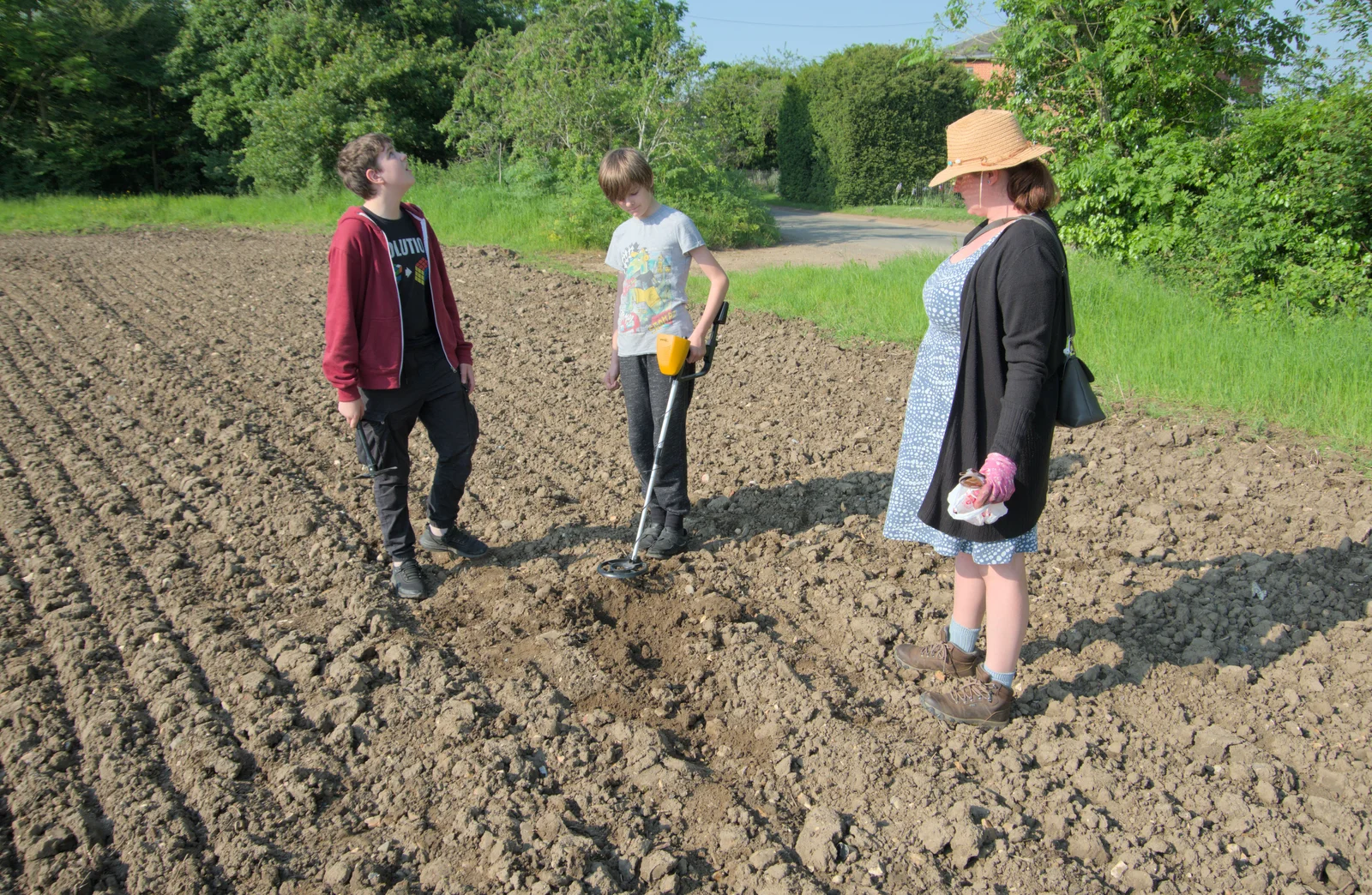 Harry as a quick go as we find some iron bits, from The Village Hall Plant Sale, and a New Dinghy, Weybread, Norfolk - 19th May 2024